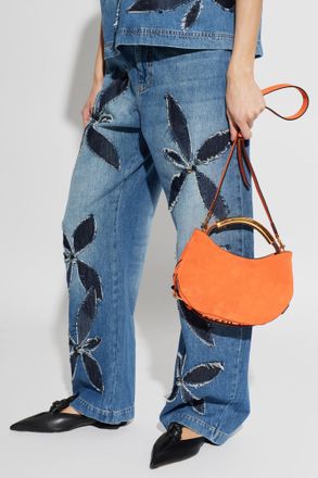 Moschino Suede Handbag, Womens, Orange
