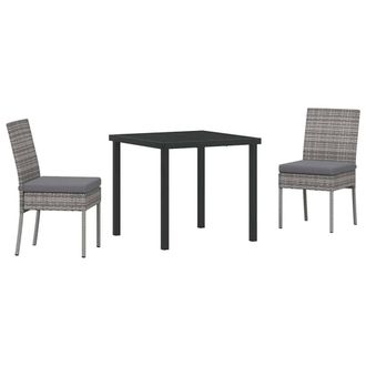 Berkfield Home 3 Piece Garden Dining Set Grey Poly Rattan