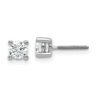 Diamond2Deal 14k White Gold 2/3 ct Round Lab Grown Diamond Stud Earrings Screw Back VS Clarity, D-E Color