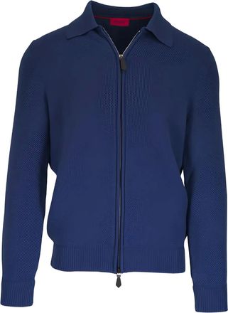 Isaia Cardigan con zip - Blu