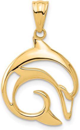 Diamond2Deal 14k Yellow Gold Polished Cut Out Dolphin Pendant