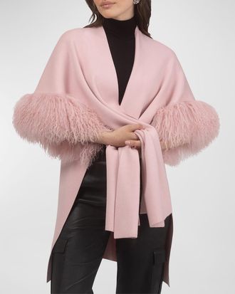 Gorski Knit Wool Vest With Mongolian Lamb Cuffs