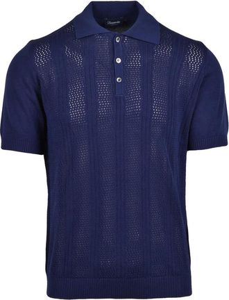 Drumohr Cotton Knit Polo Shirt - Blue