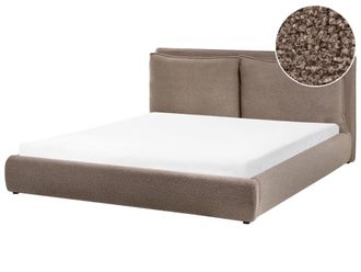 Beliani Cama de agua Boucl&eacute; 180 x 200 cm Marr&oacute;n