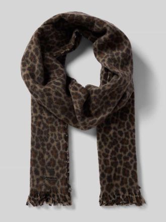 Marc Cain Schal mit Allover-Animal-Print in Camel, Gr&ouml;&szlig;e 1