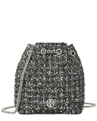 Tory Burch Willa Metallic Tweed Small Drawstring Crossbody