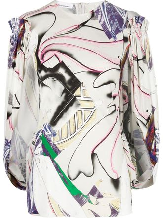 Stella McCartney abstract print blouse - women - Spandex/Elastane/Viscose - 44 - Neutrals