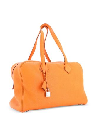 Herm&egrave;s Victoria II Bag Clemence 35 satchel - women - Calf Leather - One Size - Orange