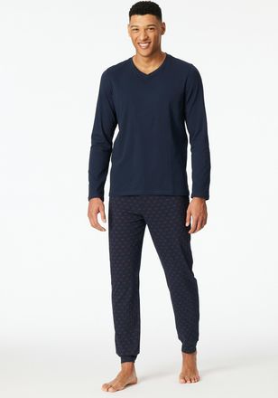 Schiesser Schlafanzug SCHIESSER Casual Essentials, Herren, Gr. 48, 516, burgund, Single Jersey, Obermaterial: 100% Baumwolle, bequem lang, V-Ausschnitt, Homewea