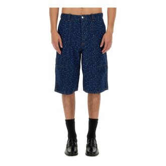 Maison Kitsun&eacute; Denim Shorts, male, Blue, Size: W32 Denim Workwear Bermuda