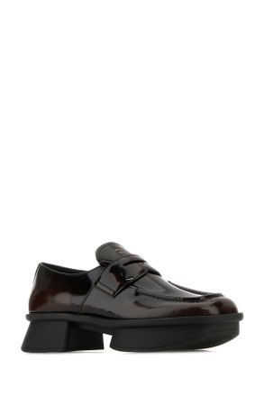 Prada Womens Brown Leather Equal Loafers Bruciato Vitello Mocassini