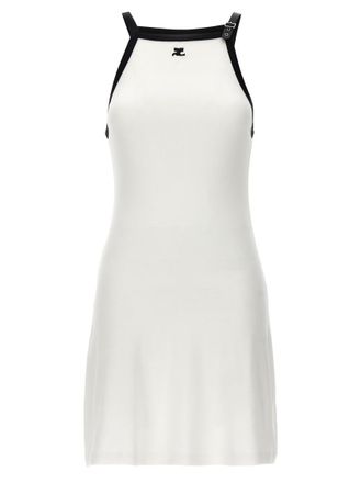 Courr&egrave;ges White Halter Neck Mini Dress