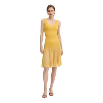 Elisabetta Franchi &Agrave; jour Gebreide Jurk - Dames - Korte kleedjes - Geel - S - Polyester - Kleedjes
