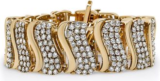 House of Brilliance 14K Gold 15.0 Cttw Diamond Chevron Wave 7.25 Inch Link Bracelet