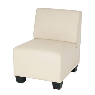 Hhg Hhg - Sill&oacute;n Modular Sin Reposabrazos, Secci&oacute;n Central Lyon, Polipiel, Crema