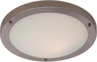 Netlighting Rondo LED 24 Light Flush Ceiling Light Brushed Steel Opal Glass IP44