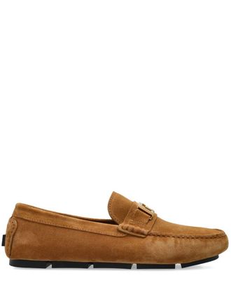 Versace Slip-On Sand Beige Suede Flat Shoes