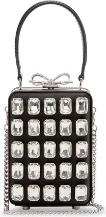 Self Portrait Satijnen Bloem Kristallen Clutch - Dames - Handtassen - Zwart - ONE Size - Satijn - Tassen