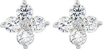 Pompeii3 1/2 Ct T. W. Round Diamond Star Studs Womens Yellow Gold Earrings Lab Grown