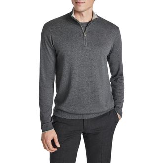 Jack Victor Daniel Quarter-Zip Cotton Sweater in Charcoal at Nordstrom, Size Xx-Large