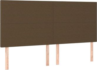 vidaXL Cabecero Con Luces Led Tela Marr&oacute;n Oscuro 200x5x118/128 Cm Vidaxl