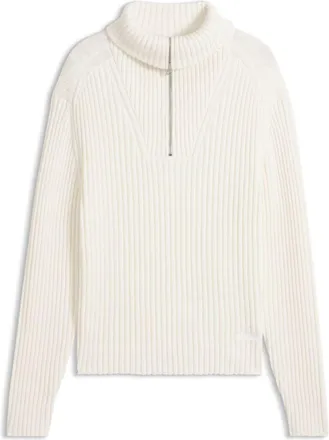 HUGO BOSS Relaxed-fit sweater in ribbed cotton with zipper neck