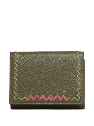 Marni textured leather bi-fold wallet - women - Polyester/Calf Leather/Viscose/Cotton - One Size - Green