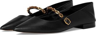 Vince Camuto Aylin Chain-Link Ballet Flat Womens Flat Shoes Black : 5.5 M, Leather