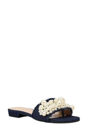 Pelle Moda Bayer Imitation Pearl Slide Sandal in Indigo at Nordstrom, Size 11