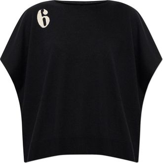 Maison Margiela Oversized top met gedrukt logo - Dames - Blouses - Zwart - M - Wol - Overhemden