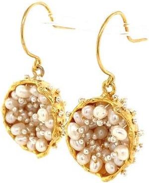 Esin Akan Dance of Stamens Earring Midi, Gold plated hollow bezel with fresh water baby pearls at Nordstrom