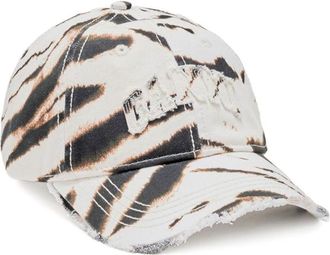 Ganni White Animal Print Baseball Hat