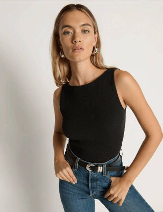 Nation Ltd Kimmy Smocked Tank In Jet Black