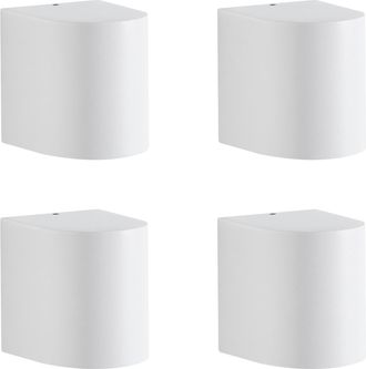Beliani Conjunto De 4 L&aacute;mparas Led Para Pared De Exterior 8 Cm De Metal Aluminio Moderno Blanco Avia