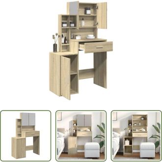 vidaXL Armadio per trucco - Toeletta con Armadietto Rovere Sonoma 80x35x132 cm