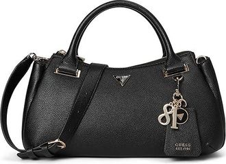 Guess Evie Triple Compartment Satchel Satchel Womens Handbags Black, Synthetic