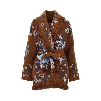 Alanui Island Roots jacquard wool cardigan Woman S
