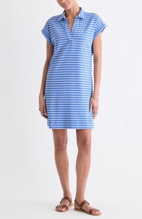 Vineyard Vines Margo Stripe Short Sleeve Polo Dress in Stripe Breaker Blue at Nordstrom, Size Xx-Small