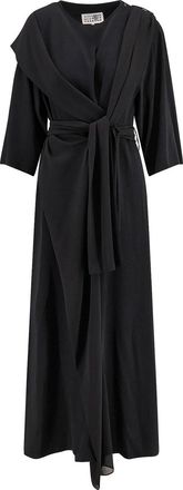 Maison Margiela Long jersey dress with satin inserts