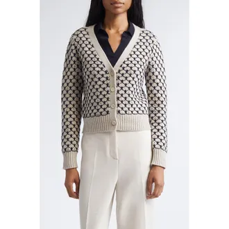Max Mara Mastro Crystal Embellished Wool Blend Cardigan in Beige at Nordstrom, Size X-Large