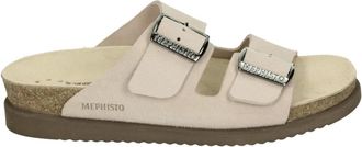 Mephisto Beige Sandvel 2-Band Slipper - Dames - Sandalen - Beige - 41 EU - Schoenen