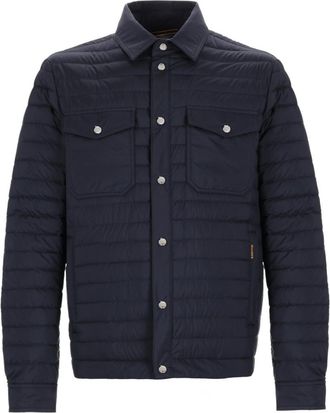 Moorer Dark Blue Quilted Shirt Collar Jacket
