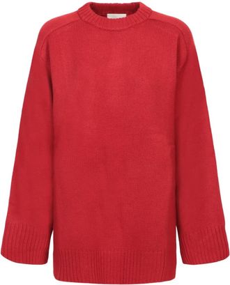 Loulou Studio Safi Ronde hals knitwear - Dames - Ronde hals truien - Bruin - M - Wol - Truien & Vesten
