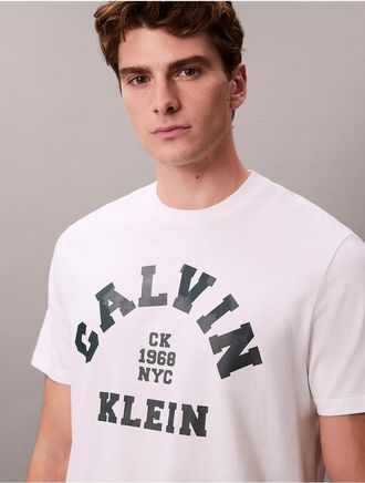 Calvin Klein Jeans Calvin Klein Mens Varsity Logo Graphic Relaxed T-Shirt - White - 2XL