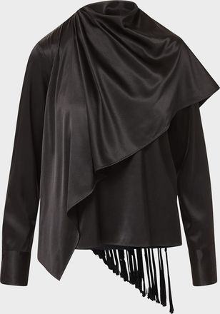 Veronica Beard Daleney Draped Silk Scarf Blouse