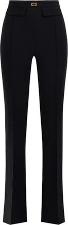 Elisabetta Franchi Zwarte Stretch Cr&ecirc;pe Slim Fit Broek - Dames - Wijde Broeken - Zwart - XS - Polyester - Broeken