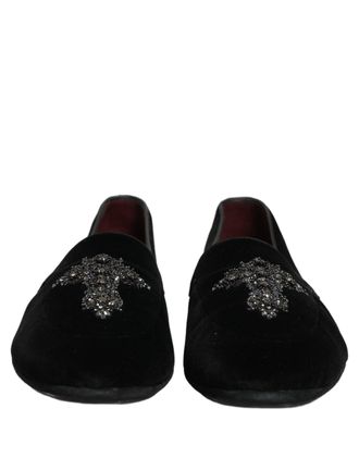 Dolce & Gabbana Crystal-Embellished Suede Loafer - Black