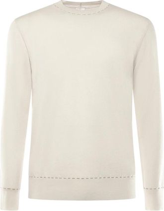 Eleventy Rondgebreide Truien - Heren - Ronde hals truien - Beige - XL - Wol - Truien & Vesten