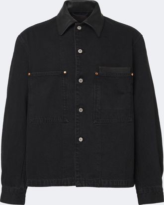 Christophe Lemaire Giacca camicia di jeans con pelle