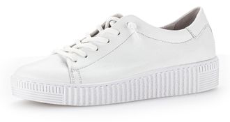 Gabor Slip-On Sneaker GABOR, Damen, Gr. 37, weiss (wei&szlig;), Leder, Schuhe Slip-On Sneaker, Freizeitschuh, Halbschuh, Schn&uuml;rschuh, elastische Schn&uuml;rsenkel